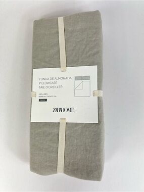 Zara Home King Size Linen Pillowcases Natural Color Funda De Almohada 2 Pc NEW